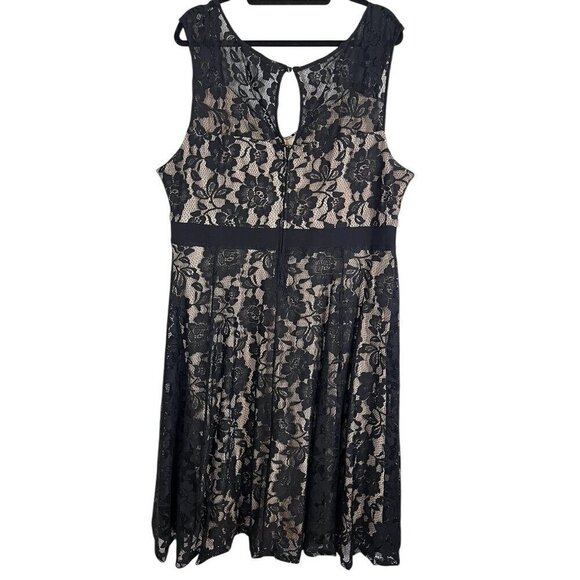 Torrid Floral Skater Dress 24 Black Mesh Neutral Romantic Grunge Preppy Boho 80s - Picture 10 of 15